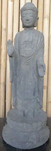 Product image of the product “Standing Buddha, India, form stone / carved, handmade & colored. The height is 60 cm. Dyed in the color antique finish ”